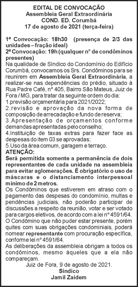 Cond. Ed. Corumbá - Assembleia Geral Extraordinária 4 1 CORUMBA