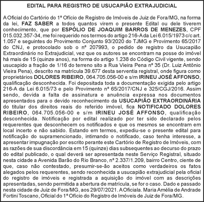 Edital para registro de Usucapião Extrajudicial 4 1 DOLORES