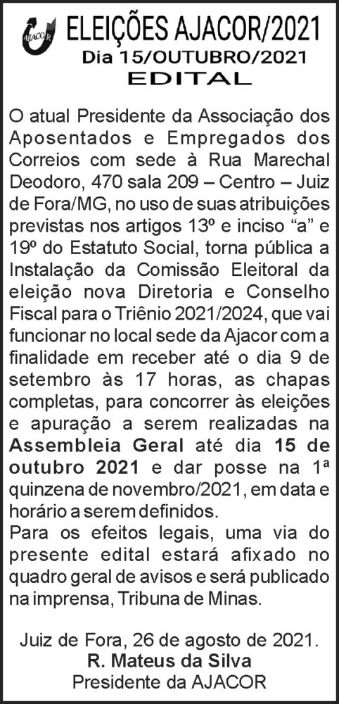 Edital de eleições Ajacor 4 1 ELEICAO