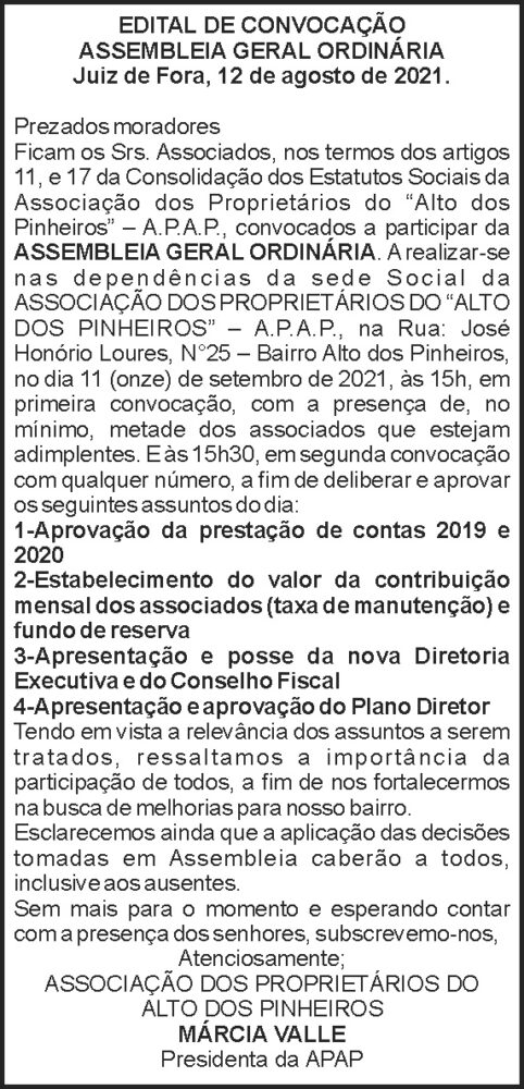Proprietários do Alto dos Pinheiros - Convocação 4 1 PINHEIROS