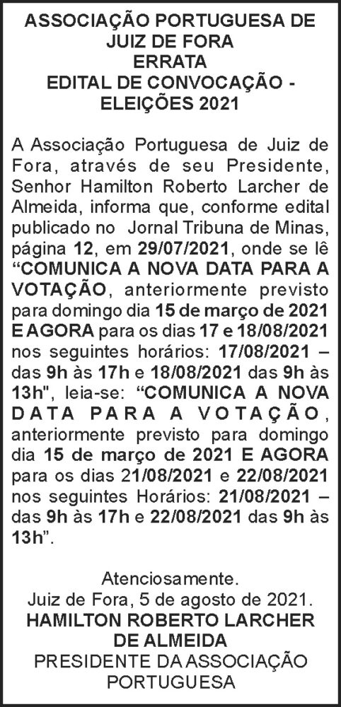 Errata - Associação Portuguesa de Juiz de Fora 4 1 PORTUGUESA