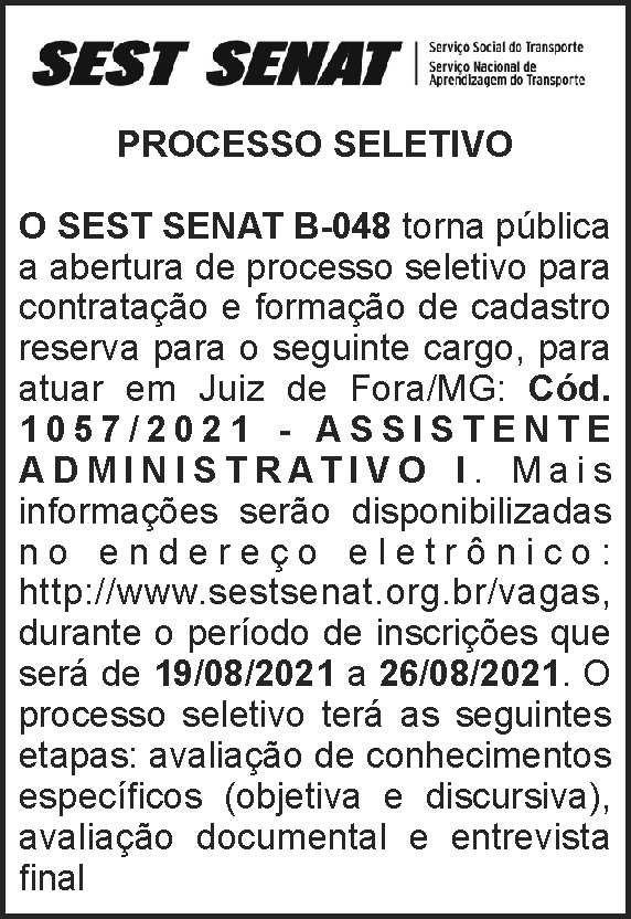 Sest Senat - Processo Seletivo 4 1 SEST