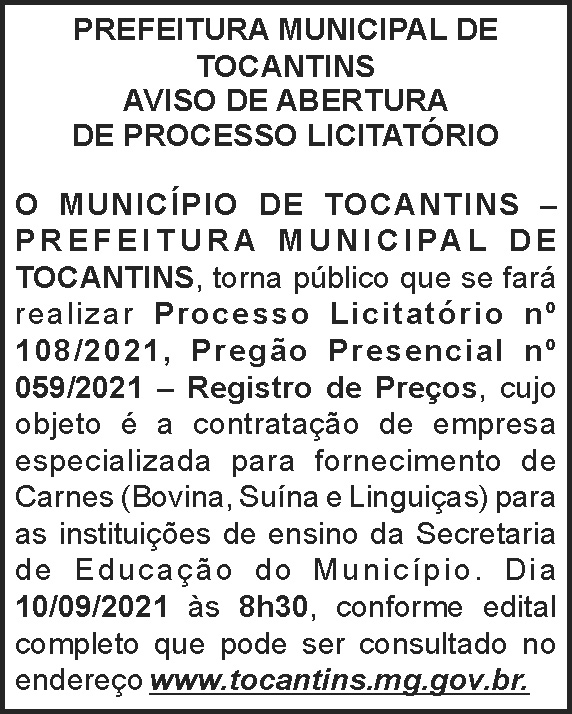 Edital Processo Licitatório - Tocantins 4 1 TOCANTINS 059