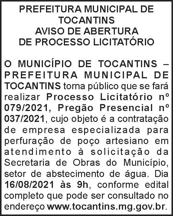 Prefeitura Municipal de Tocantins 4 1 TOCANTINS 079