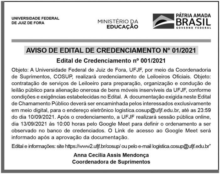 Ministério da Educação - UFJF edital de credenciamento 4 1 UFJF