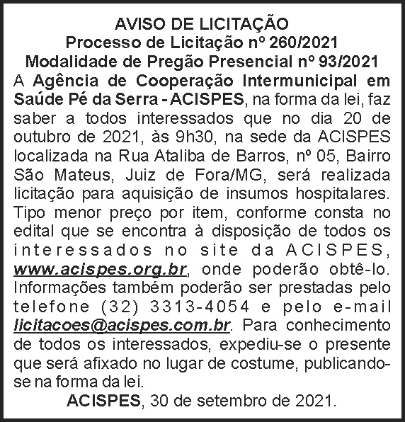 Aviso de licitação - Acispes 4 1 ACISPES 260