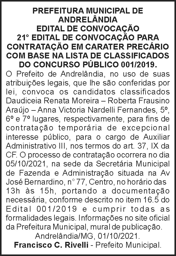 Edital de convocação - Andrelândia 4 1 ANDRELANDIA 21