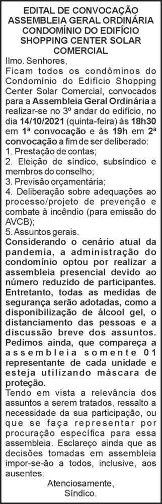 Edital de convocação - Center Solar 4 1 CENTER