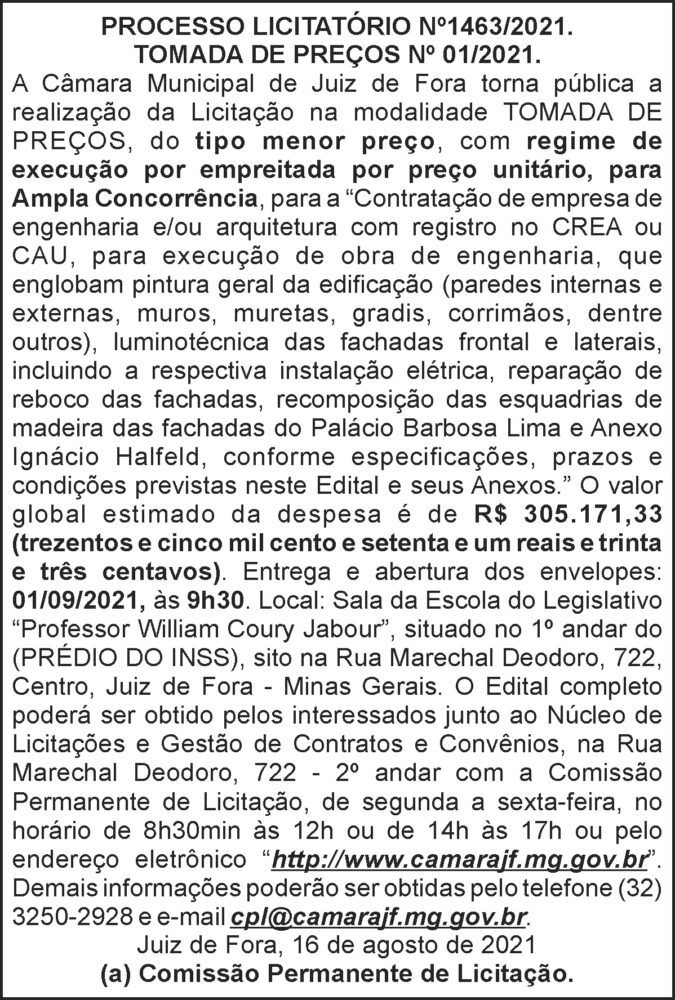 Edital licitatório - Tomada de preços 4 1 CMJF 1