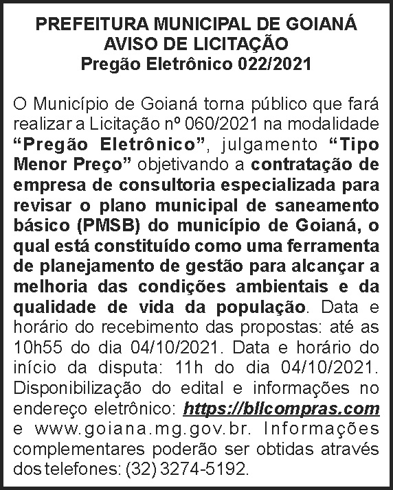 Pregão eletrônico - Goianá 4 1 GOIANA 022
