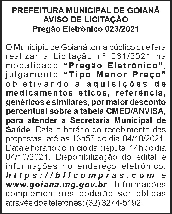 Aviso de licitação - Goianá 4 1 GOIANA 023
