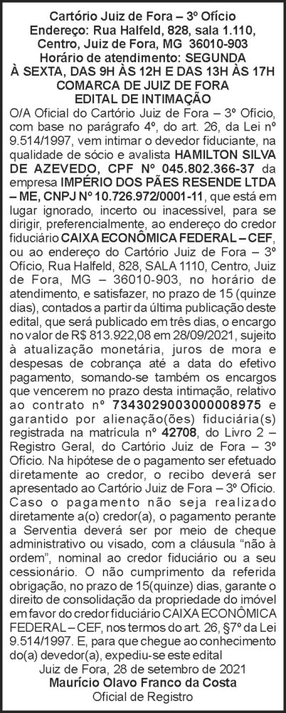 Edital de Intimação - comarca de JF 4 1 HAMILTON 1
