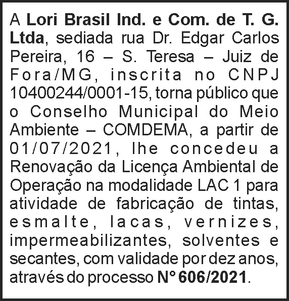 Edital - Renovação de licença ambiental 4 1 LORI