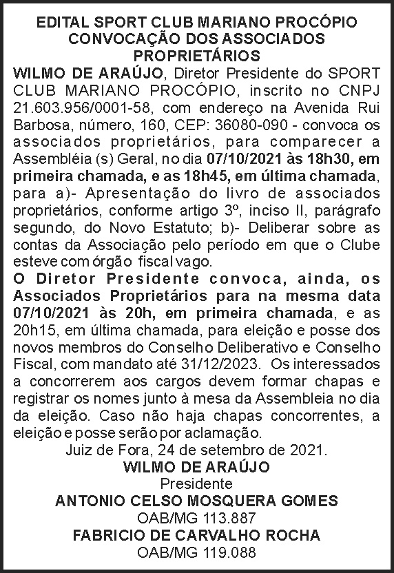 Edital Sport Club - Convocação associados 4 1 MARIANO 1