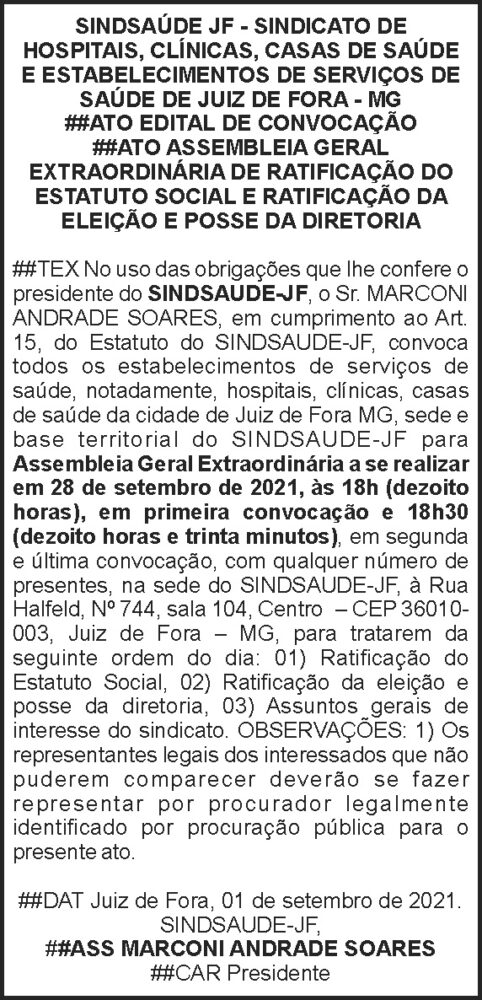 Edital de Convocação - Sindisaúde 4 1 SINDSAUDE