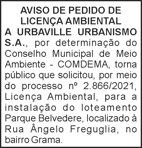 Aviso de pedido de licença ambiental 4 1 URBAVILLE 1