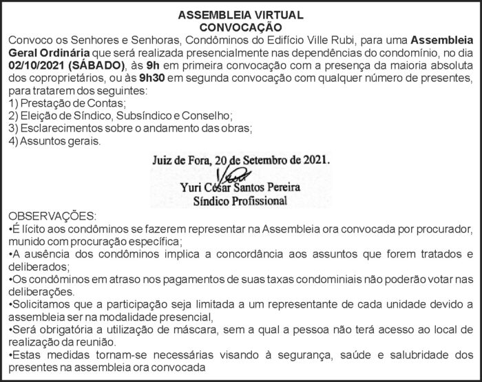 Assembléia virtual - Ville Rubi 4 1 VILLE RUBI