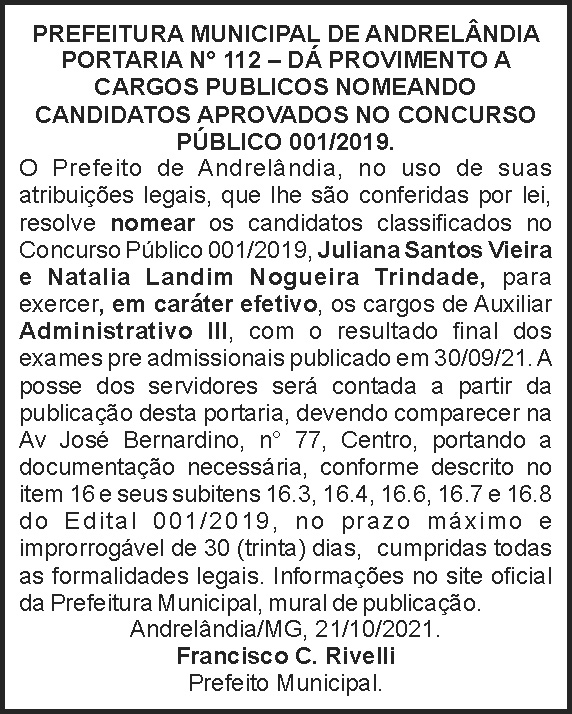 Edital - Andrelândia 4 1 ANDRELANDIA 112