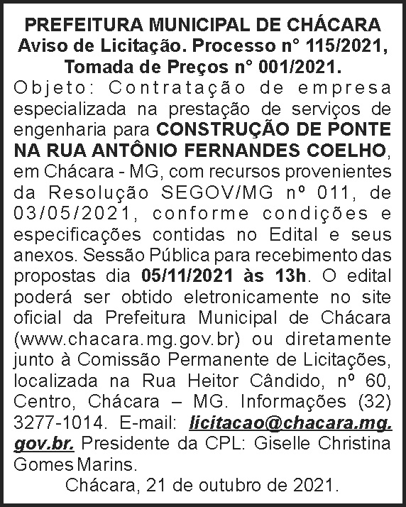 Edital - Prefeitura de Chácara 4 1 CHACARA 115