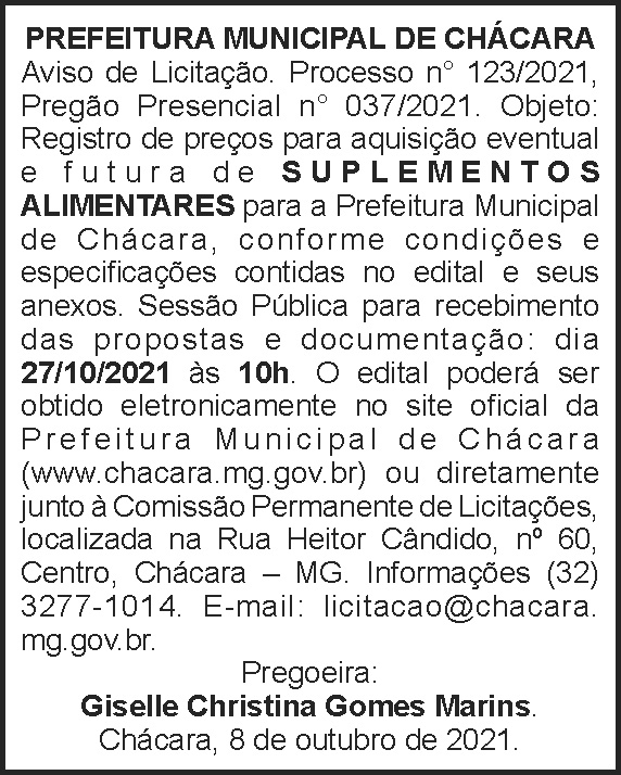 Edital - Licitação Chácara 4 1 CHACARA 123
