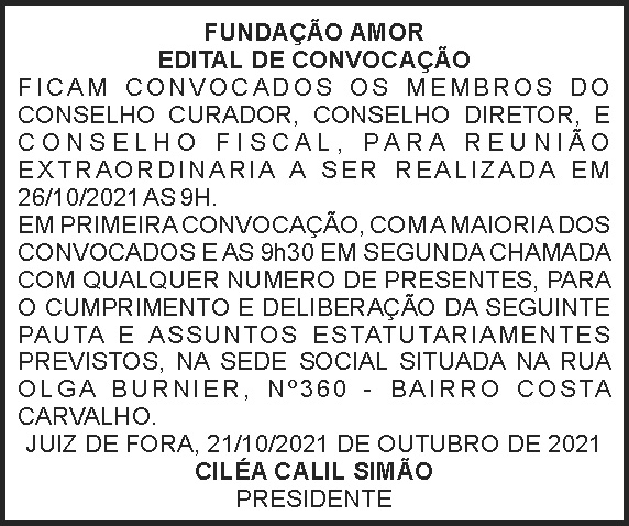 Edital de convocação - Fundação Amor 4 1 FUNDACAO AMOR