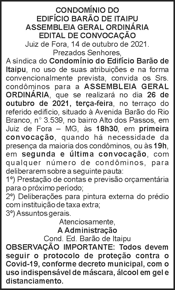Edital - Condomínio Barão de Itaipu 4 1 ITAIPU