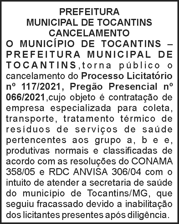 Prefeitura Municipal de Tocantins 4 1 TOCANTINS 117