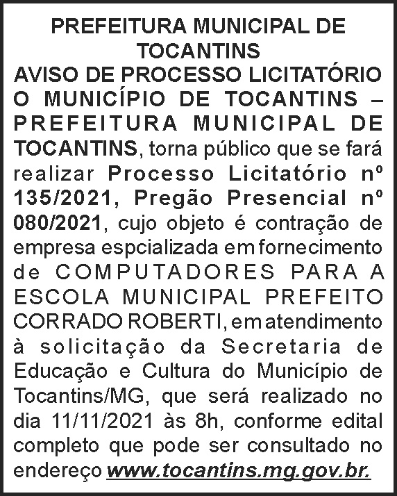 Processo licitatório - Tocantins 4 1 TOCANTINS 135
