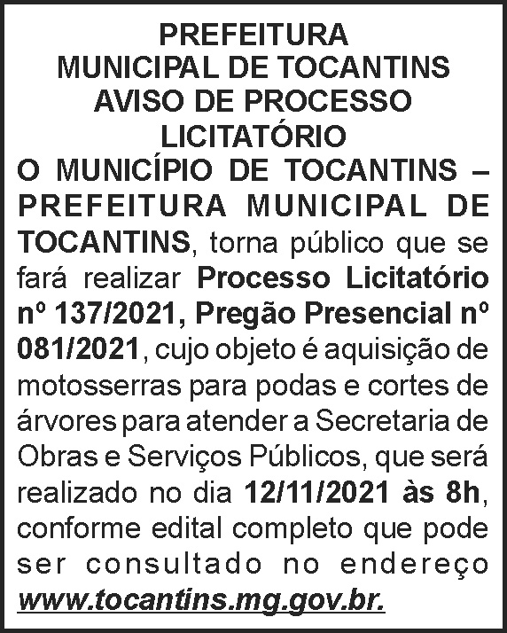 Edital - Processo licitatório 4 1 TOCANTINS 137