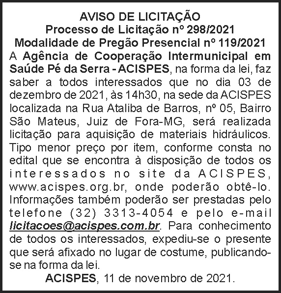 Acispes - aviso de licitação 4 1 ACISPES 298