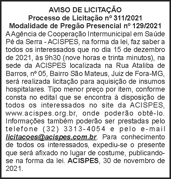 Aviso de licitação - Acispes 4 1 ACISPES 311