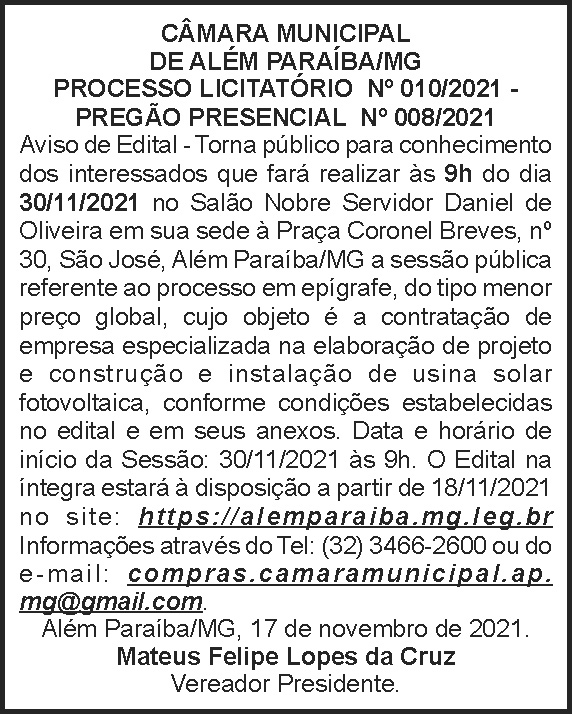 Além Paraíba - Pregão 4 1 ALEM PARAIBA 010