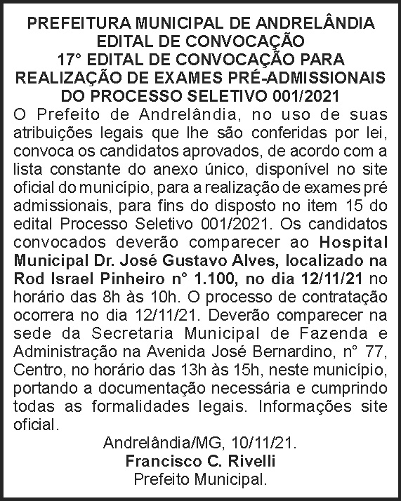 Edital de convocação - Andrelândia 4 1 ANDRELANDIA 17