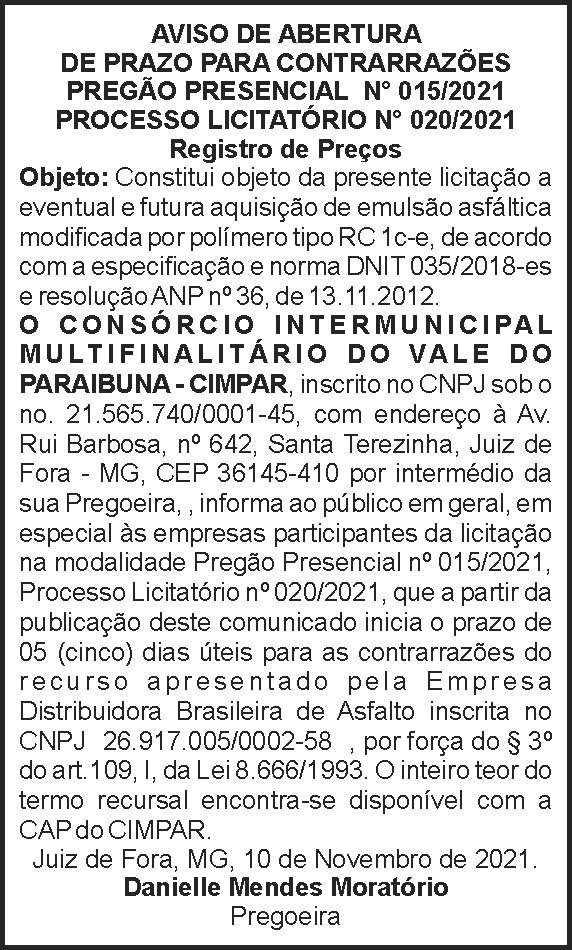 Cimpar - Licitação Nº 20 4 1 CIMPAR 015 1