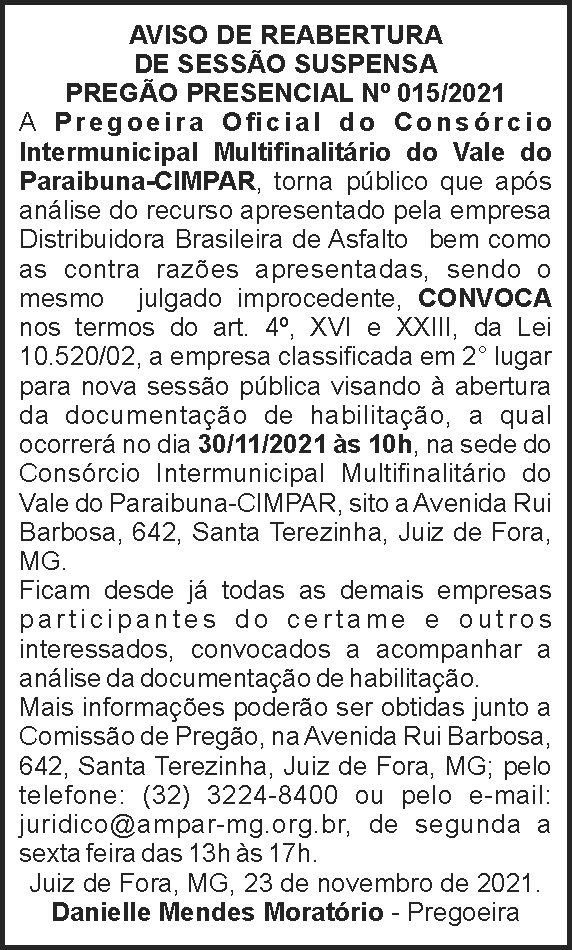 Sessão suspensa - Cimpar 4 1 CIMPAR 015 2