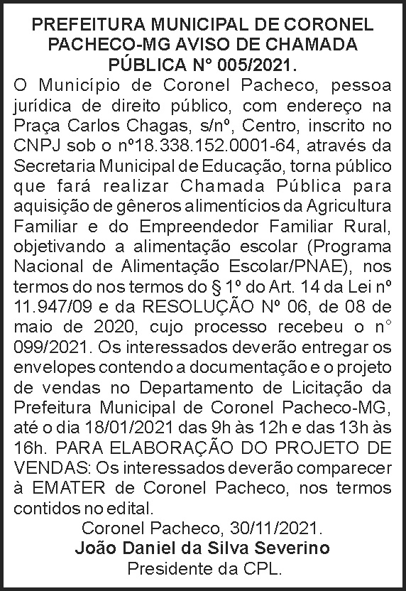 Coronel Pacheco - Aviso de chamada 4 1 CORONEL 005