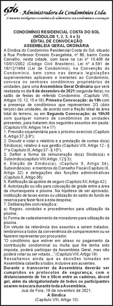 Assembleia Geral - Costa do sul 4 1 COSTA DO SOL