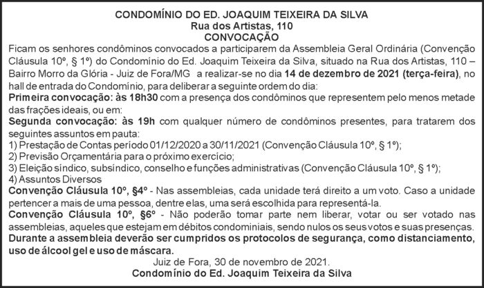 Condomínio Joaquim Teixeira - Convocação 4 1 JOAQUIM