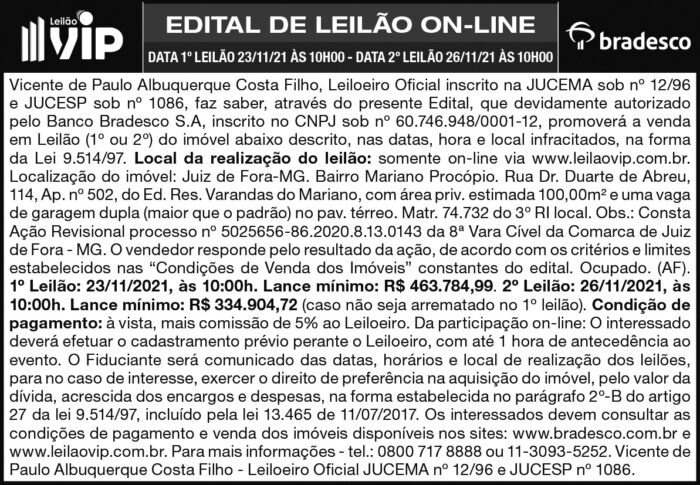 Edital de leilão - Bradesco 4 1 LANCE