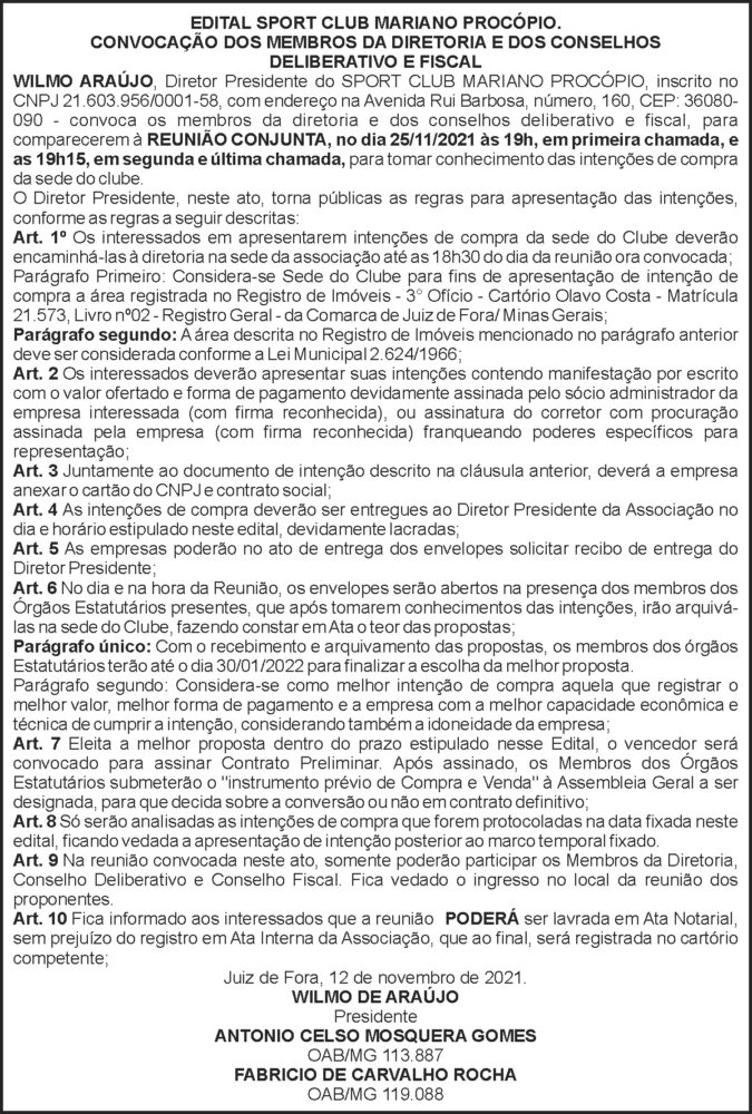 Edital - Sport Club 4 1 MARIANO