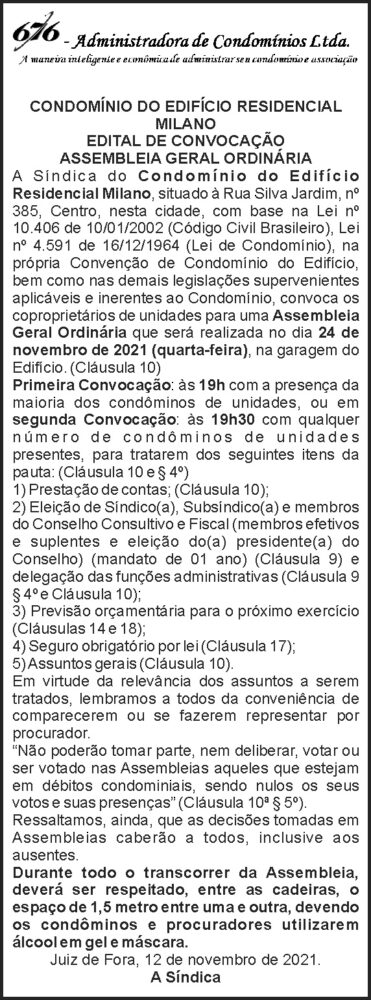 Edital de convocação - Milano 4 1 MILANO