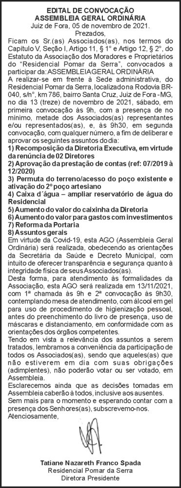 Edital convocação - Pomar da Serra 4 1 POMAR DA SERRA