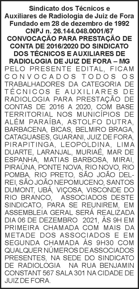 Sindicato radiologia - Convocação 4 1 RADIOLOGIA