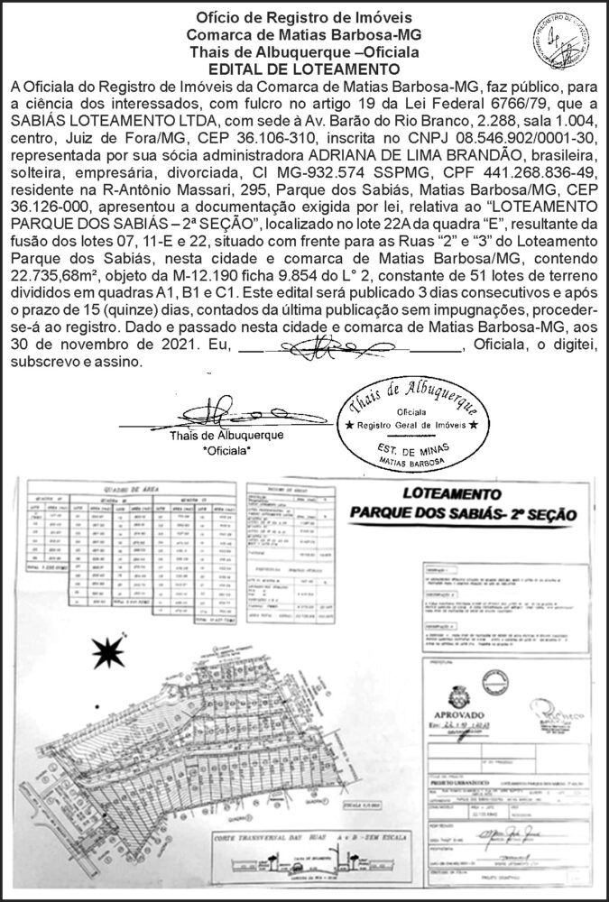 Edital de loteamento - Matias Barbosa 4 1 SABIAS