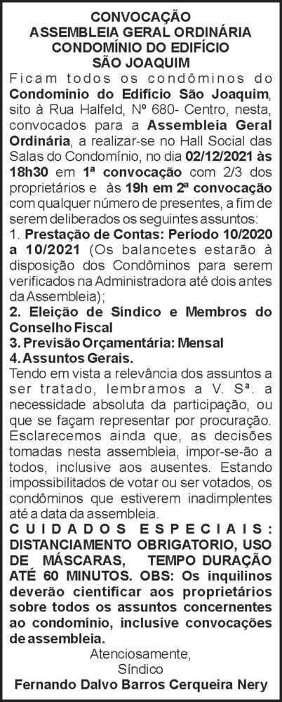 Assembleia Geral - São Joaquim 4 1 SAO JOAQUIM