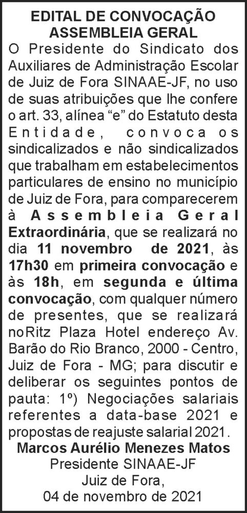 Convocação SINAAE-JF 4 1 SINAEJF