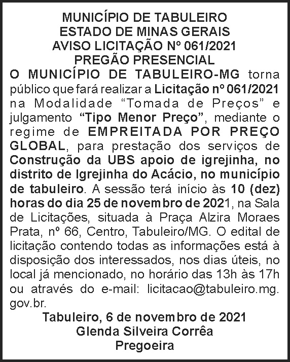 Pregão presencial - Tabuleiro 4 1 TABULEIRO 061