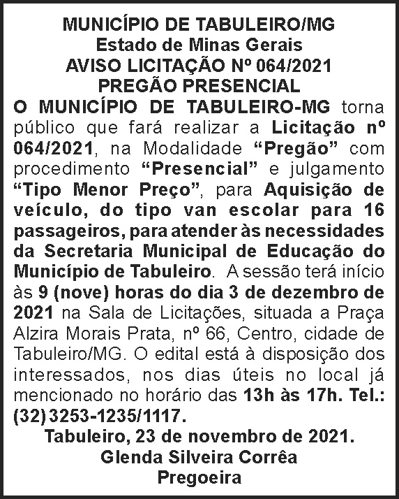 Pregão presencial - Tabuleiro 4 1 TABULEIRO 064