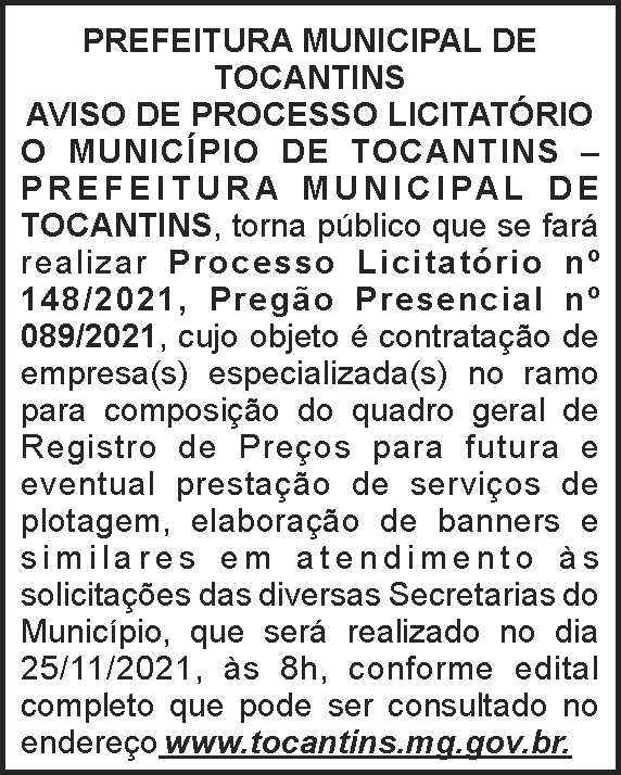 Município de Tocantis - Licitação 148 4 1 TOCANTINS 148