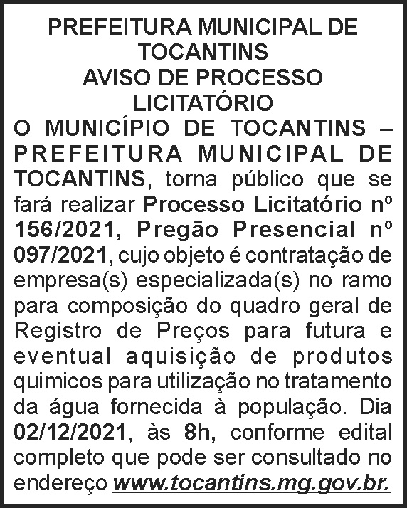 Processo licitatório - Tocantins 4 1 TOCANTINS 156